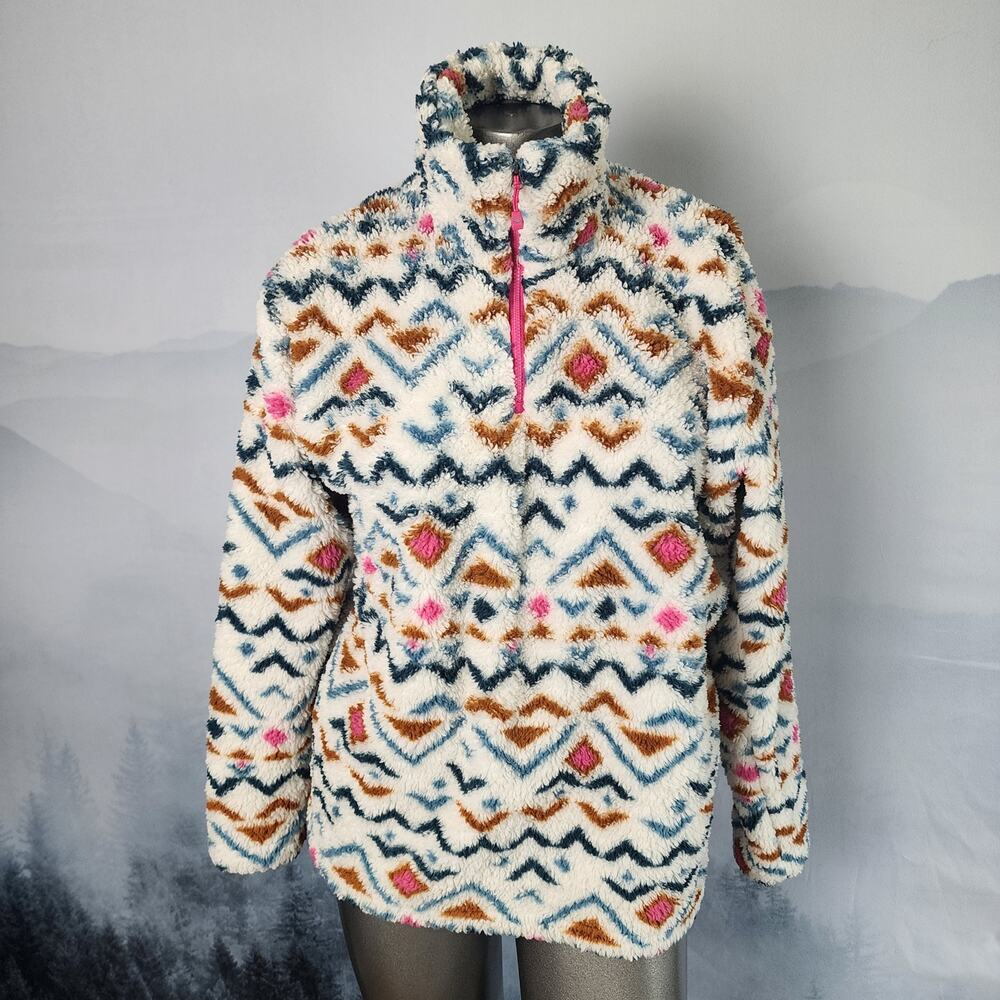 Eddie Bauer "Vanilla Aztec" Ultra Soft Southwest 1/4 Zip Sweater | Women's Med
